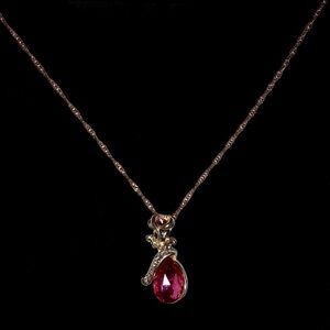 Rose gold pink gemstone necklace with rose